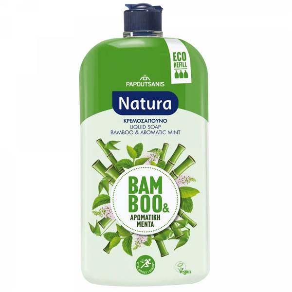 ΠΑΠΟΥΤΣΑΝΗΣ Natura κρεμοσάπουνο ανταλλακτικό menta και bamboo 900ml