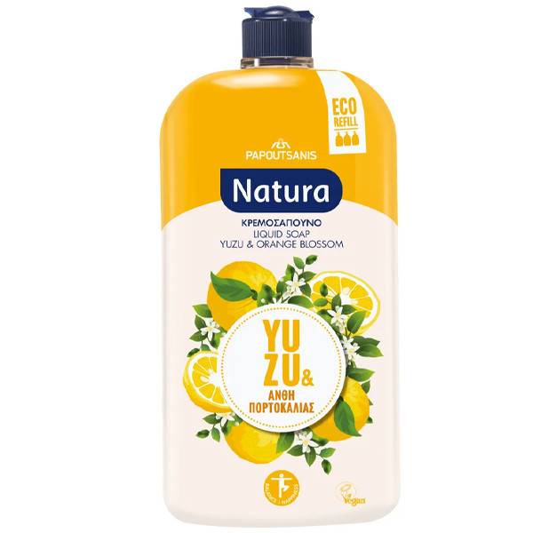 ΠΑΠΟΥΤΣΑΝΗΣ Natura κρεμοσάπουνο ανταλλακτικό yuzu και άνθη πορτοκαλιάς 900ml