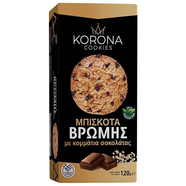 KORONA μπισκότα βρώμης με κομμάτια σοκολάτας 120gr