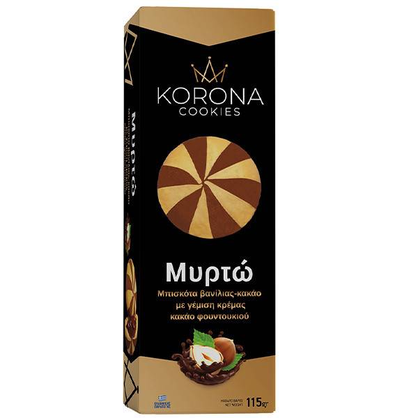 KORONA μπισκότα μυρτώ βανίλια και κακάο 115gr