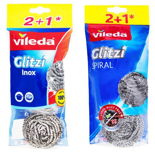 VILEDA σπόγγος μεταλλικός spiral inox 3τεμ