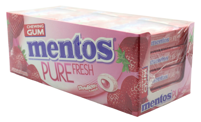 MENTOS τσίχλες pure fresh slim box τσίχλες με φράουλα 12x30gr