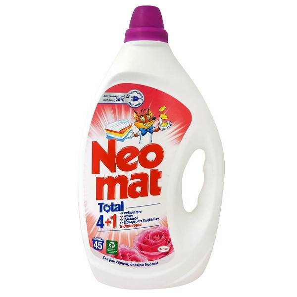NEOMAT υγρό πλυντηρίου ρούχων Τριαντάφυλλο 45μεζ 2,05lt