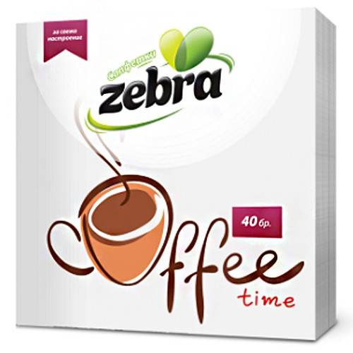 ZEBRA χαρτοπετσέτες με σχέδιο coffee time 28x28cm 40 φύλλα