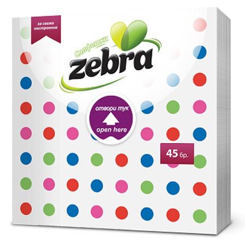 ZEBRA χαρτοπετσέτες easy open 33x33cm 45 φύλλα