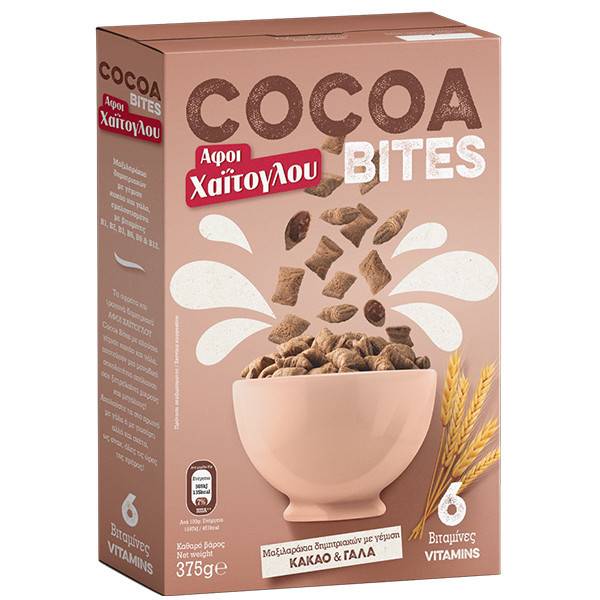 ΑΦΟΙ ΧΑΙΤΟΓΛΟΥ δημητριακά cocoa bites μαξιλαράκια 375gr