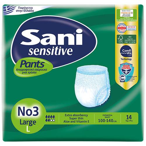 SANI sensitive pants βρακάκι ακράτειας No3 large 14τεμ