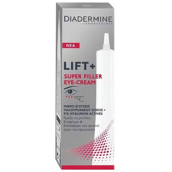 DIADERMINE κρέμα ματιών lift+ super filler ενυδατική και αντιρυτιδική για όλους τους τύπους δέρματος 15ml