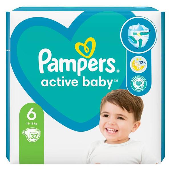 PAMPERS active baby βρεφικές πάνες No6 13-18kg 32τεμ