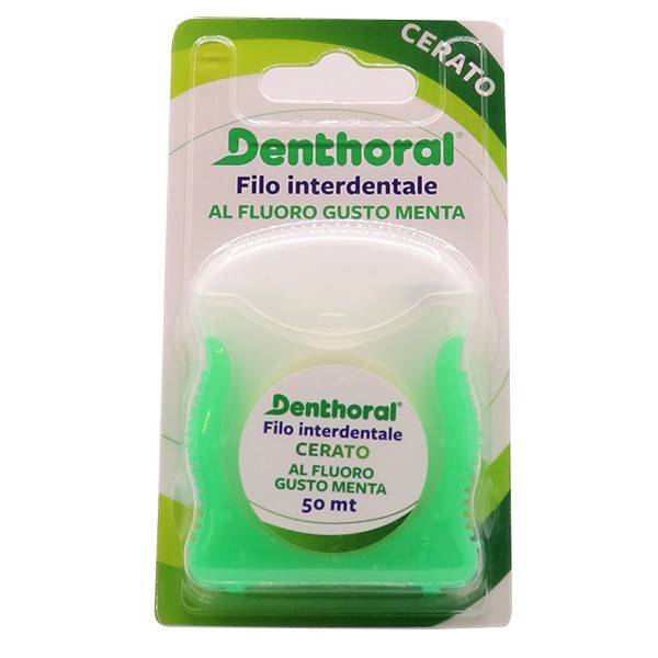 DENTHORAL οδοντικό νήμα waxed dental floss mint 50m