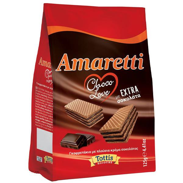TOTTIS Amaretti γκοφρετάκια κρέμα έξτρα σοκολάτα 125gr