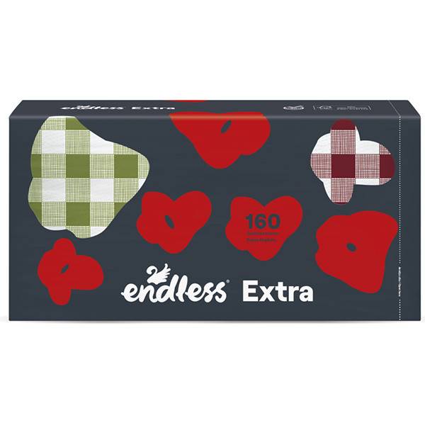 ENDLESS χαρτοπετσέτες extra καρώ μπλε 33x33cm 160 φύλλα