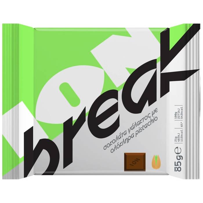 ΙΟΝ Break σοκολάτα γάλακτος με ολόκληρα pistachio 85gr