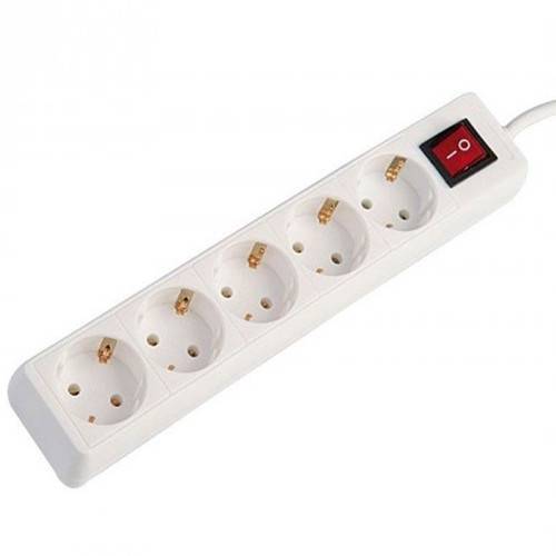 ELECTROPACK πολύμπριζο 5 θέσεων λευκό με απλό καλώδιο 1,5m και διακόπτη