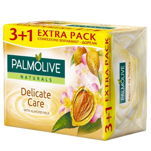 PALMOLIVE σαπούνι naturals με γάλα και αμύγδαλο 4x90gr