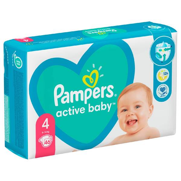 PAMPERS active baby βρεφικές πάνες No4 9-14kg 46τεμ