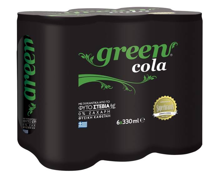 GREEN COLA αναψυκτικό cola χωρίς ζάχαρη με stevia 6x330ml