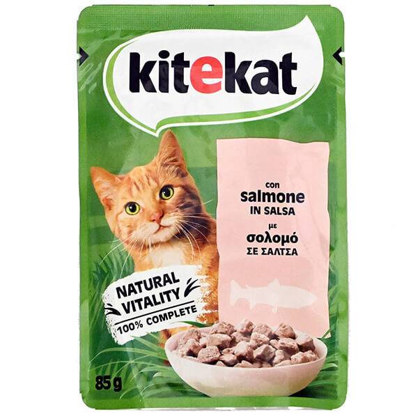 KITEKAT γατοτροφη 85gr, σολομο με σαλτσα