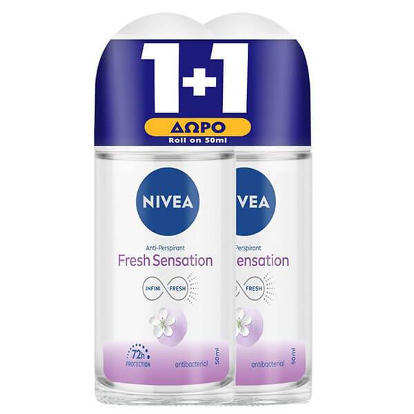 NIVEA αποσμητικό σώματος roll-on fresh sensation 2x50ml