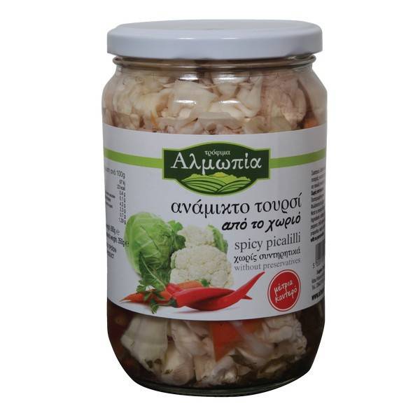 ΑΛΜΩΠΙΑ ανάμικτο τουρσί καυτερό από το χωριό 680gr