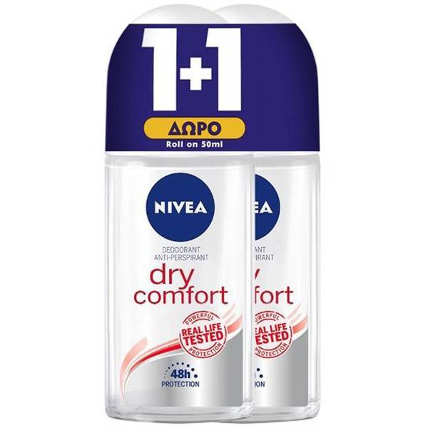 NIVEA αποσμητικό σώματος roll-on dry comfort 2x50ml