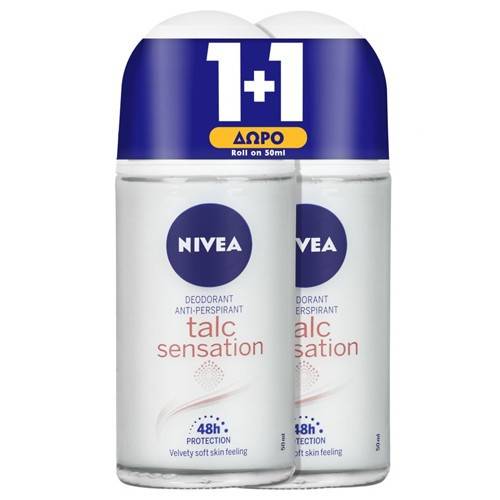 NIVEA αποσμητικό σώματος roll-on talc sensation 2x50ml