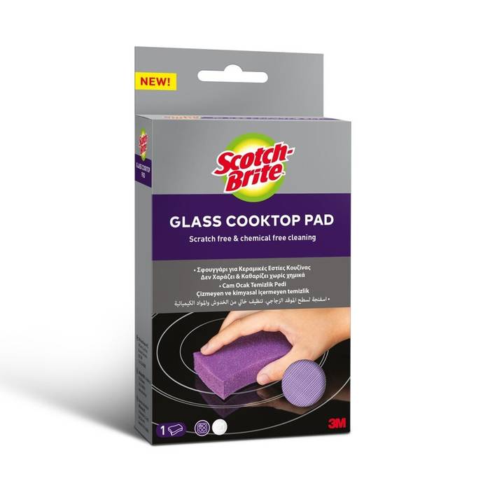SCOTCH-BRITE σφουγγάρι glass cooktop pad για καθαρισμό κεραμικών εστιών 1τεμ