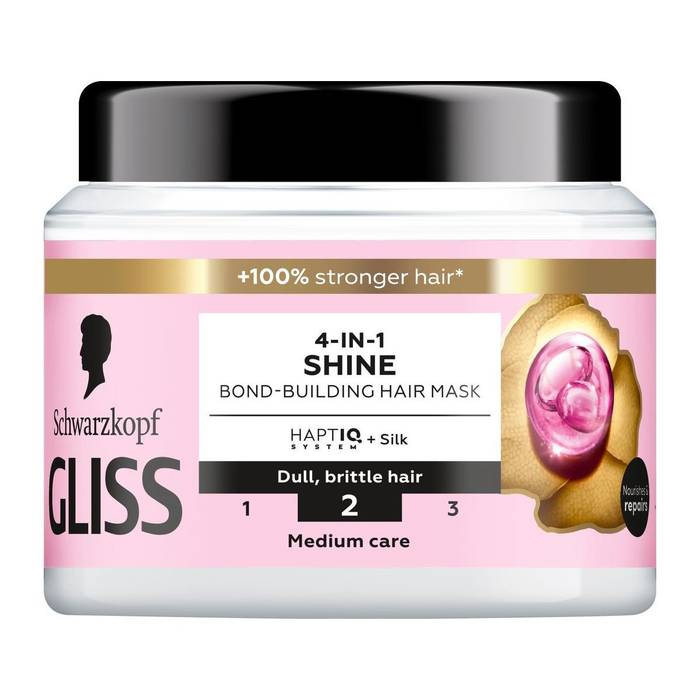 SCHWARZKOPF Gliss μάσκα μαλλιών 4σε1 shine 400ml