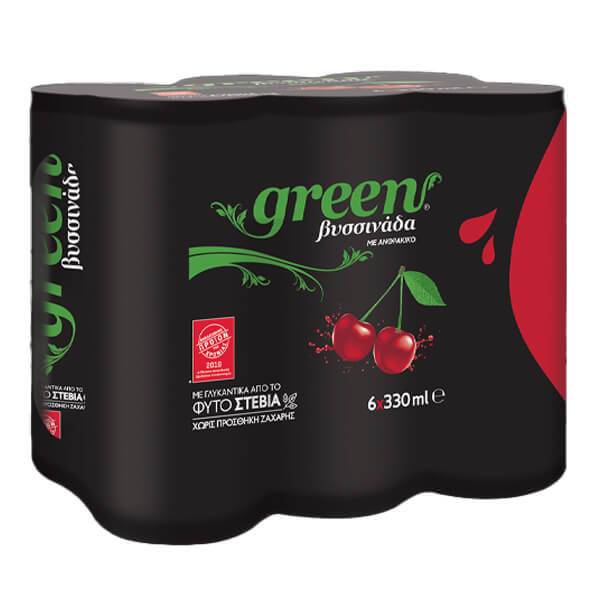 GREEN COLA αναψυκτικό βυσσιναδα χωρίς ζάχαρη με stevia 6x330ml