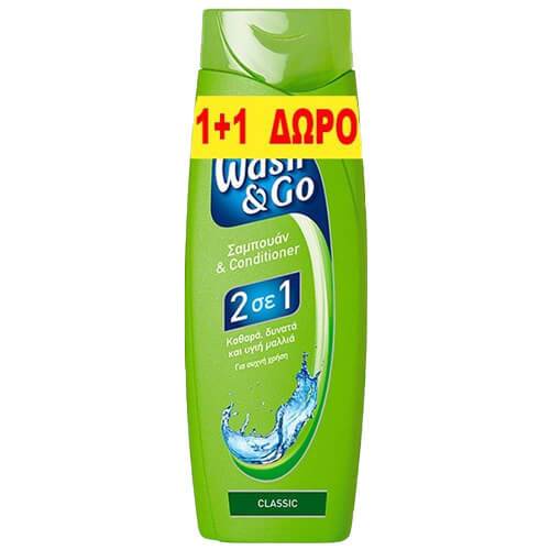 WASH και GO σαμπουάν 2σε1 κλασικό 2x400ml