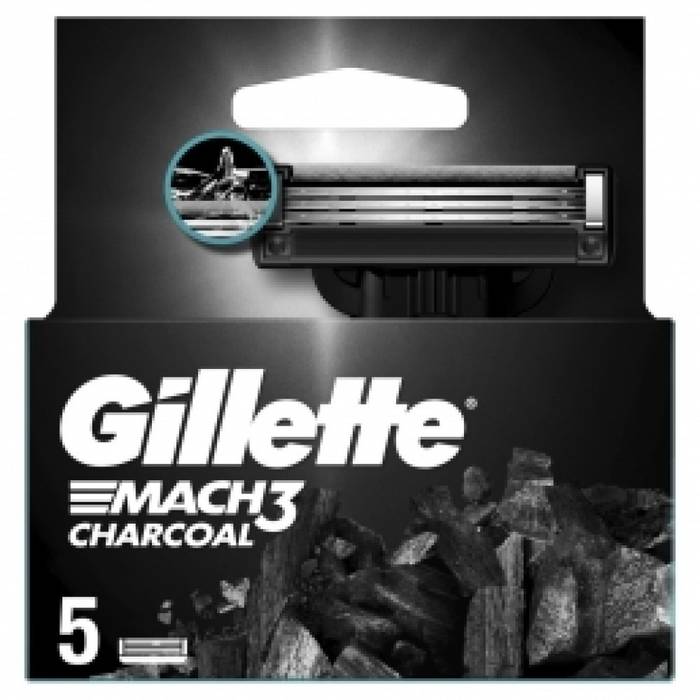 GILLETTE ανταλλακτικές λεπίδες mach3 charcoal 5τεμ