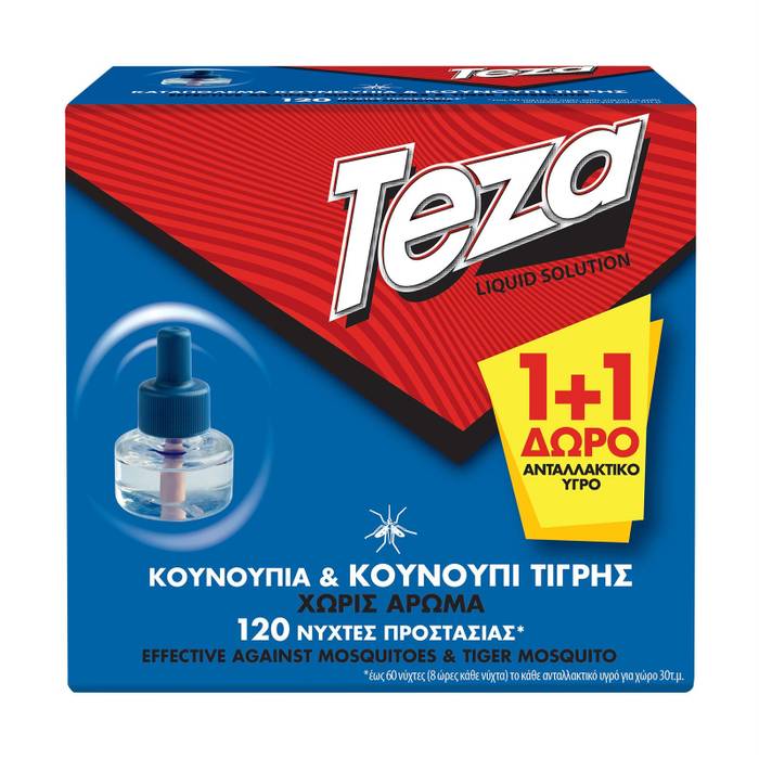 TEZA εντομοαπωθητικό υγρό ανταλλακτικό για 60 νύχτες 2τεμ