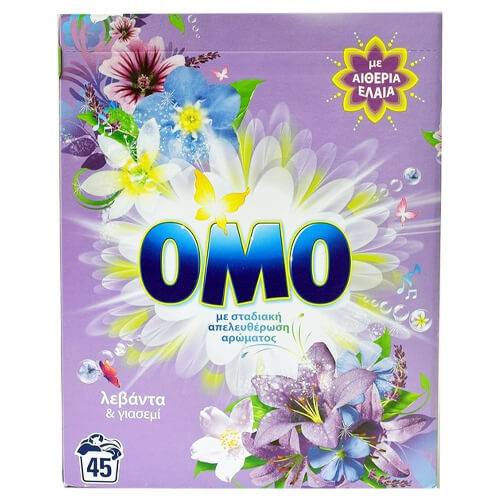 OMO σκόνη πλυντηρίου ρούχων Λεβάντα και Γιασεμί 45μεζ 2,52kg