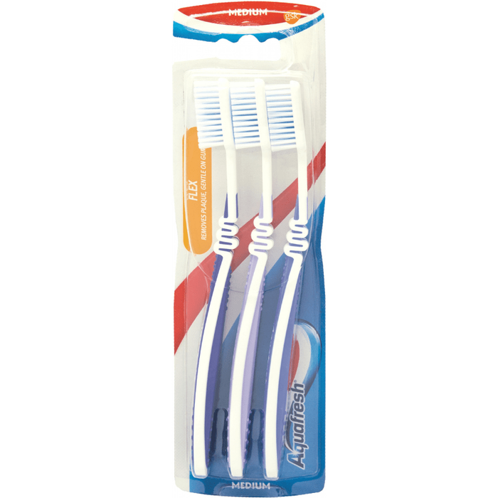 AQUAFRESH οδοντόβουρτσα Clean και Flex μέτρια 3τεμ