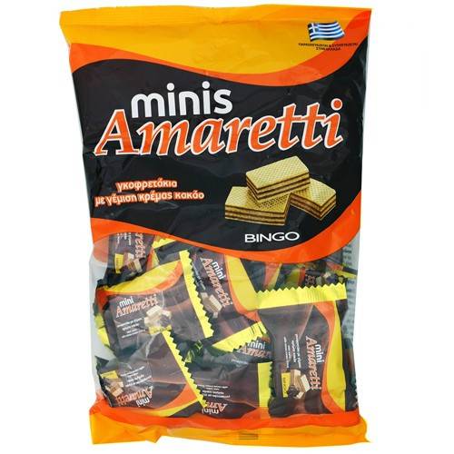 TOTTIS Amaretti γκοφρετάκια minis σακούλα με γέμιση κρέμα κακάο 165gr