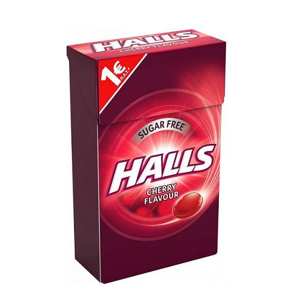 HALLS καραμέλες κεράσι χωρίς ζάχαρη 28gr