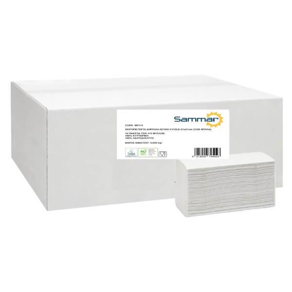 MOPATEX Sam χειροπετσέτα 2φυλλη λευκή 21x21cm 3150 φύλλα