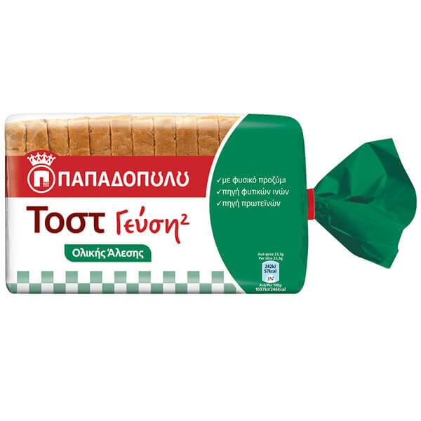ΠΑΠΑΔΟΠΟΥΛΟΥ τοστ γεύση 2 ολικής άλεσης 325gr