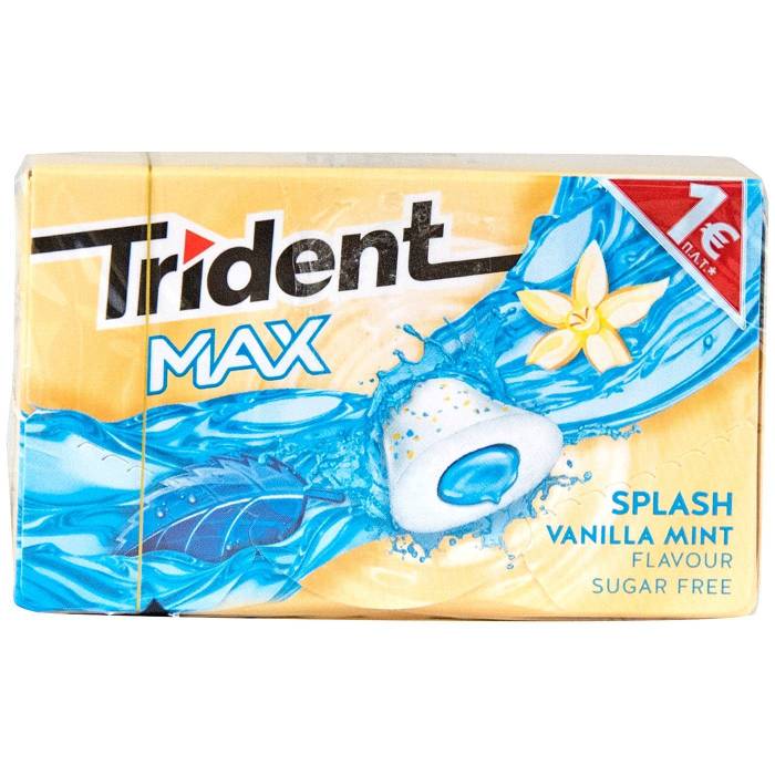 TRIDENT τσίχλες max splash βανίλια και μέντα 22gr