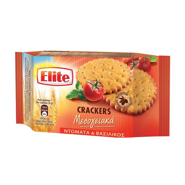 ELITE crackers μεσογειακά ντομάτα και βασιλικός 105gr