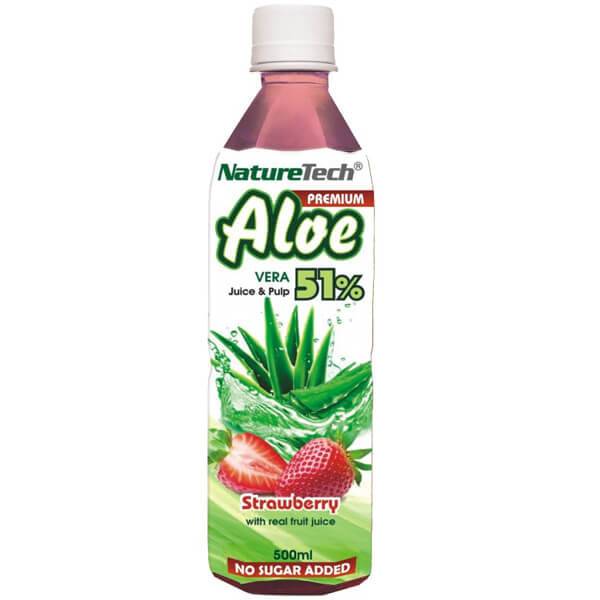 NATURE TECH αλόη με φράουλα χωρίς ζάχαρη 500ml