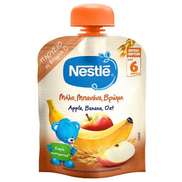 NESTLE φρουτοπουρές με μπανάνα, μήλο και βρώμη 90gr