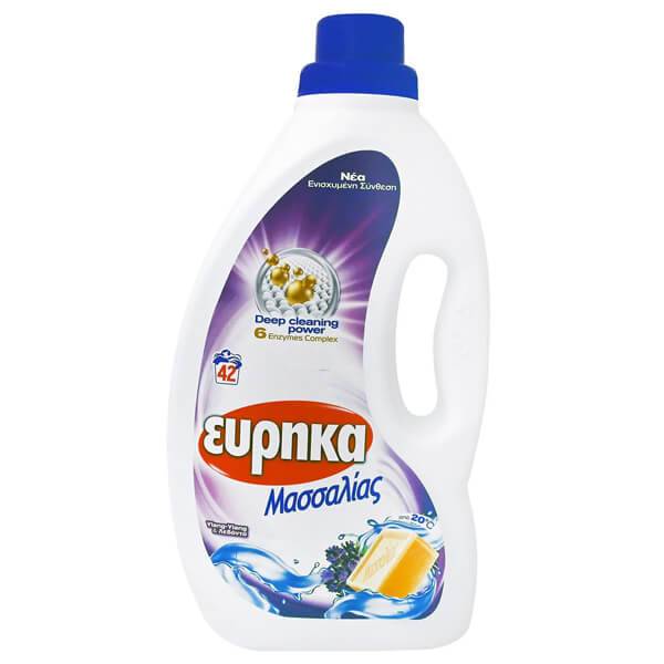 ΕΥΡΗΚΑ υγρό απορρυπαντικό ρούχων μασσαλίας με άρωμα λεβάντας 42μεζ 1,68lt