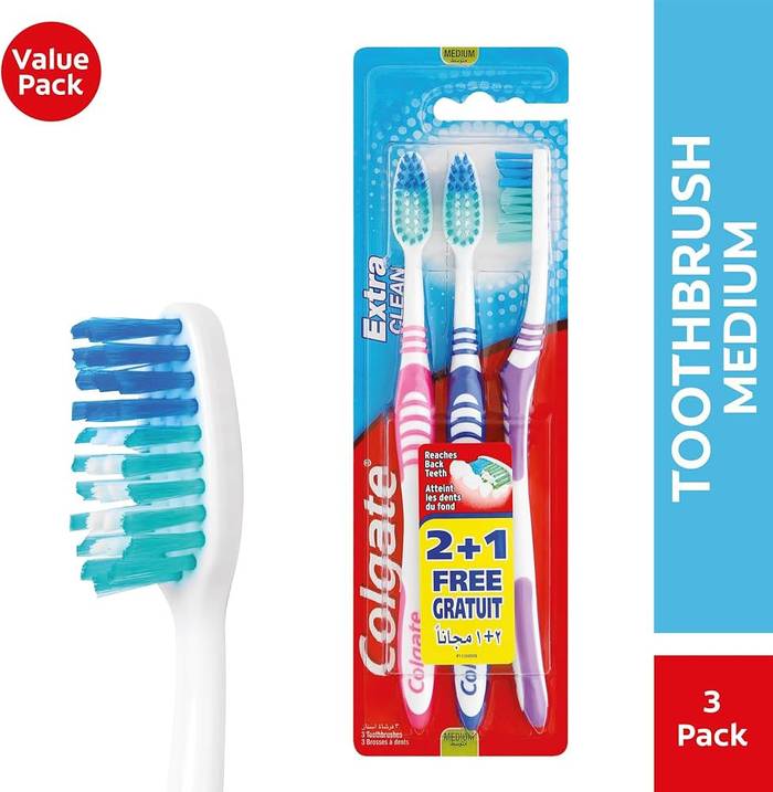 COLGATE οδοντόβουρτσα Extra Clean μέτρια 3τεμ