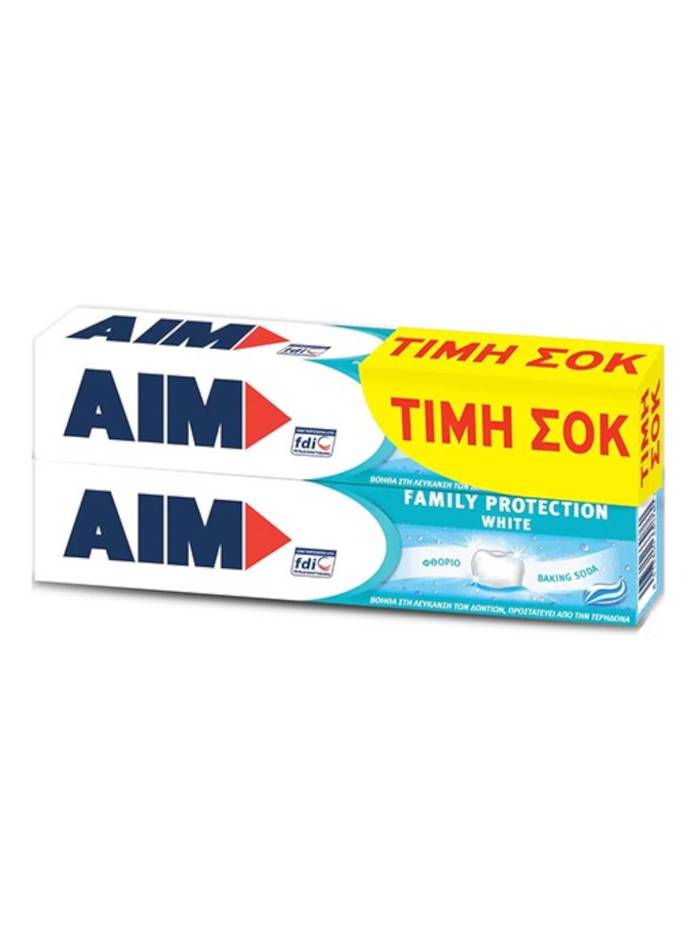 AIM οδοντόκρεμα family protection white 2x75ml