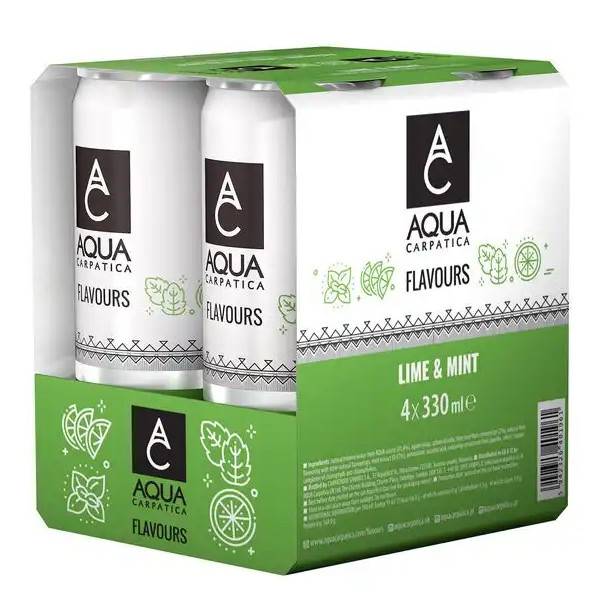 AQUA CARPATICA ανθρακούχο νερό με Lime και Μέντα 4x330ml