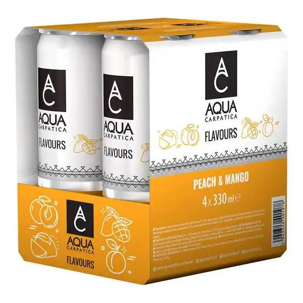 AQUA CARPATICA ανθρακούχο νερό με Ροδάκινο και Μάνγκο 4x330ml