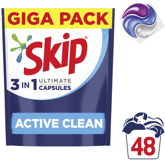 SKIP ταμπλέτες πλυντηρίου ρούχων ultimate active clean 48τεμ