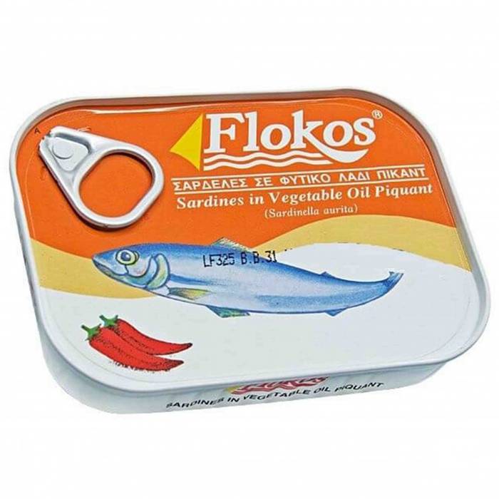 FLOKOS σαρδέλες σε φυτικό λάδι πικάντικες 100gr