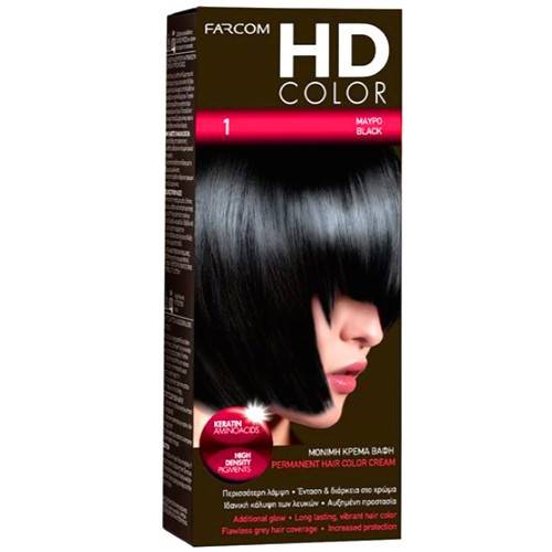 FARCOM HD color βαφή μαλλιών No1 60ml